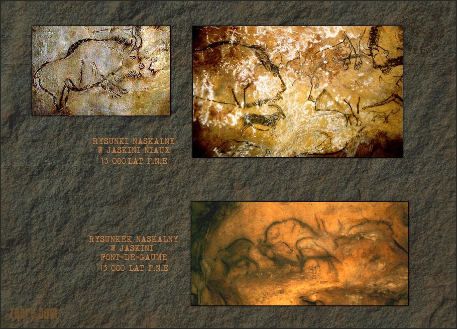 Obrazy naskalne żubra w jaskiniach